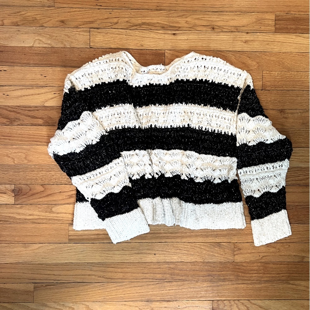 Anthropologie Black and White Striped Sweater by Pilcro LG NEW